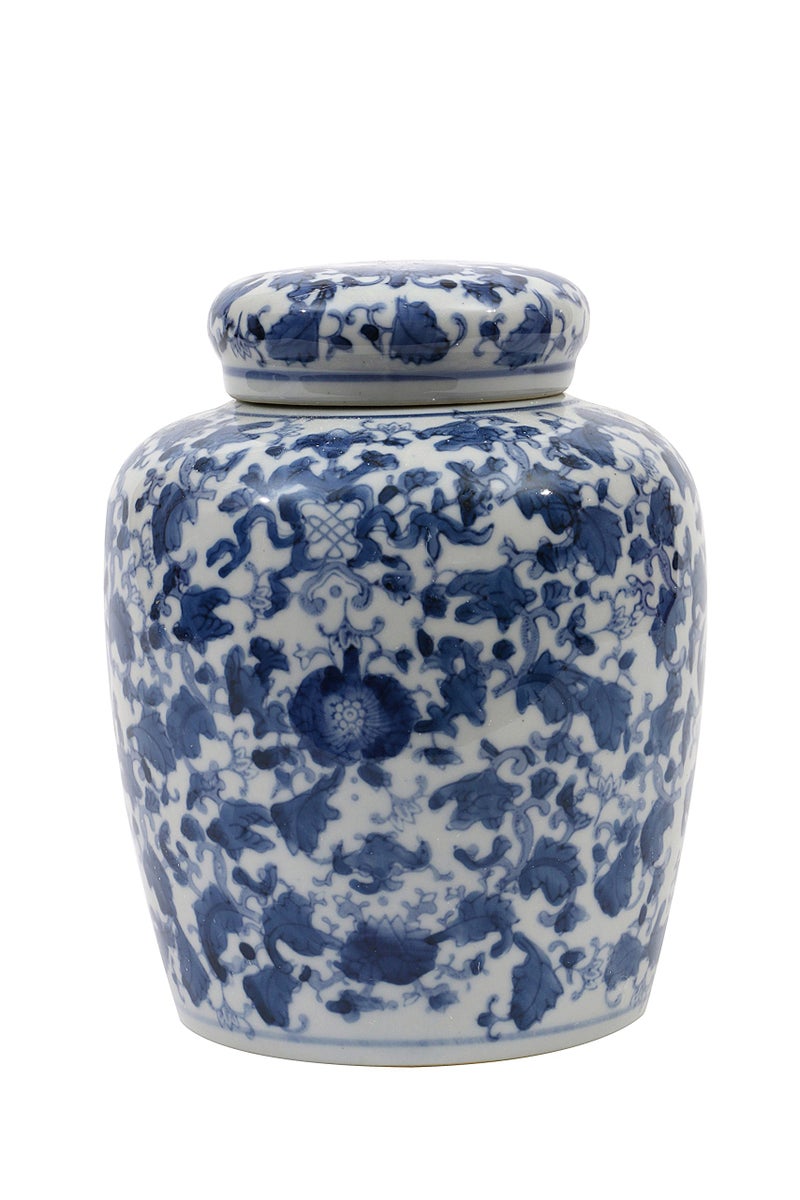 Creative Co-op Decorative Blue and White Ceramic Ginger Jar with Lid - Image 3